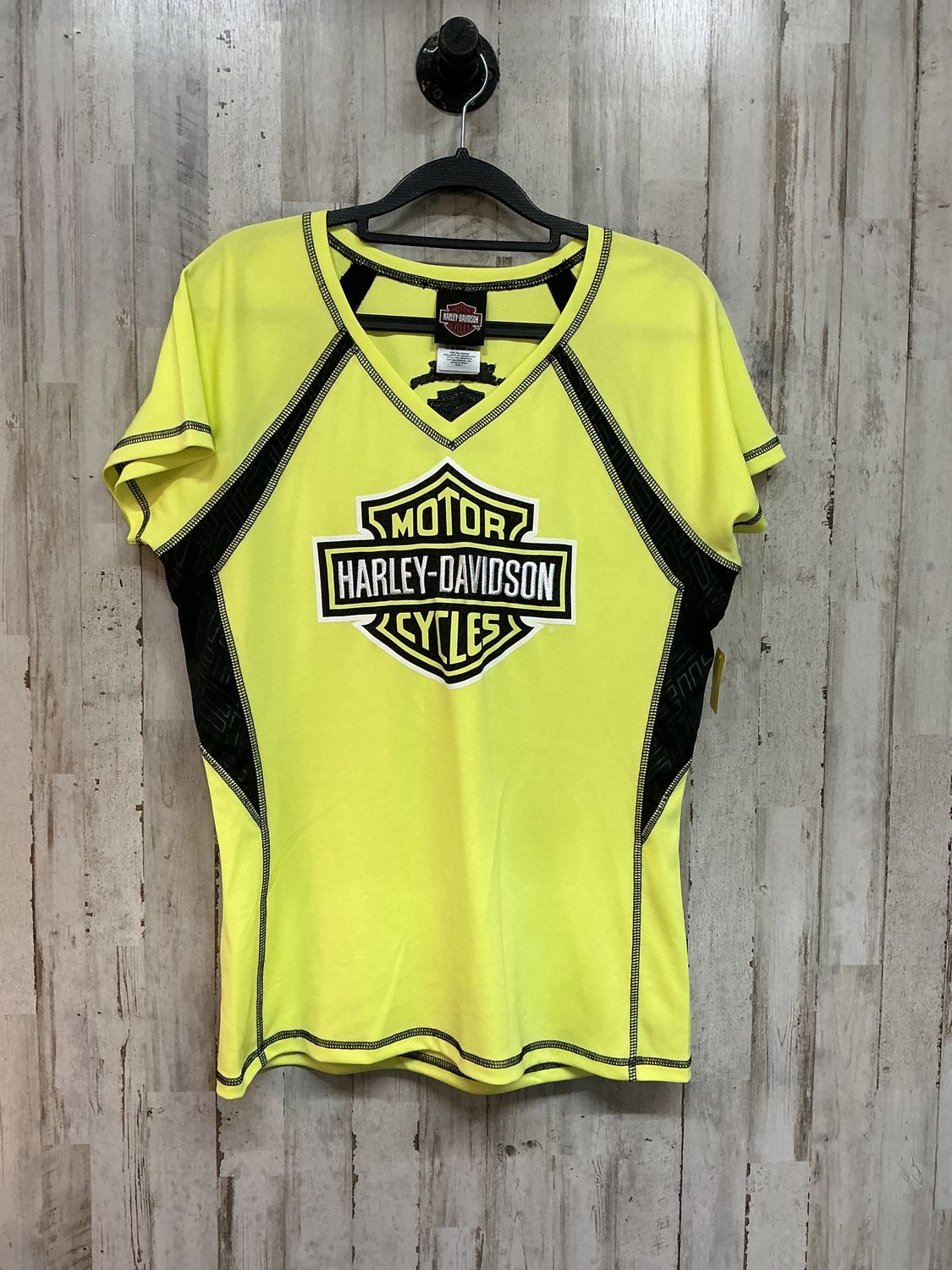 10203 HD Women's Yellow W/ Black &amp; White B&amp;S Short Sleeve Shirt  Large