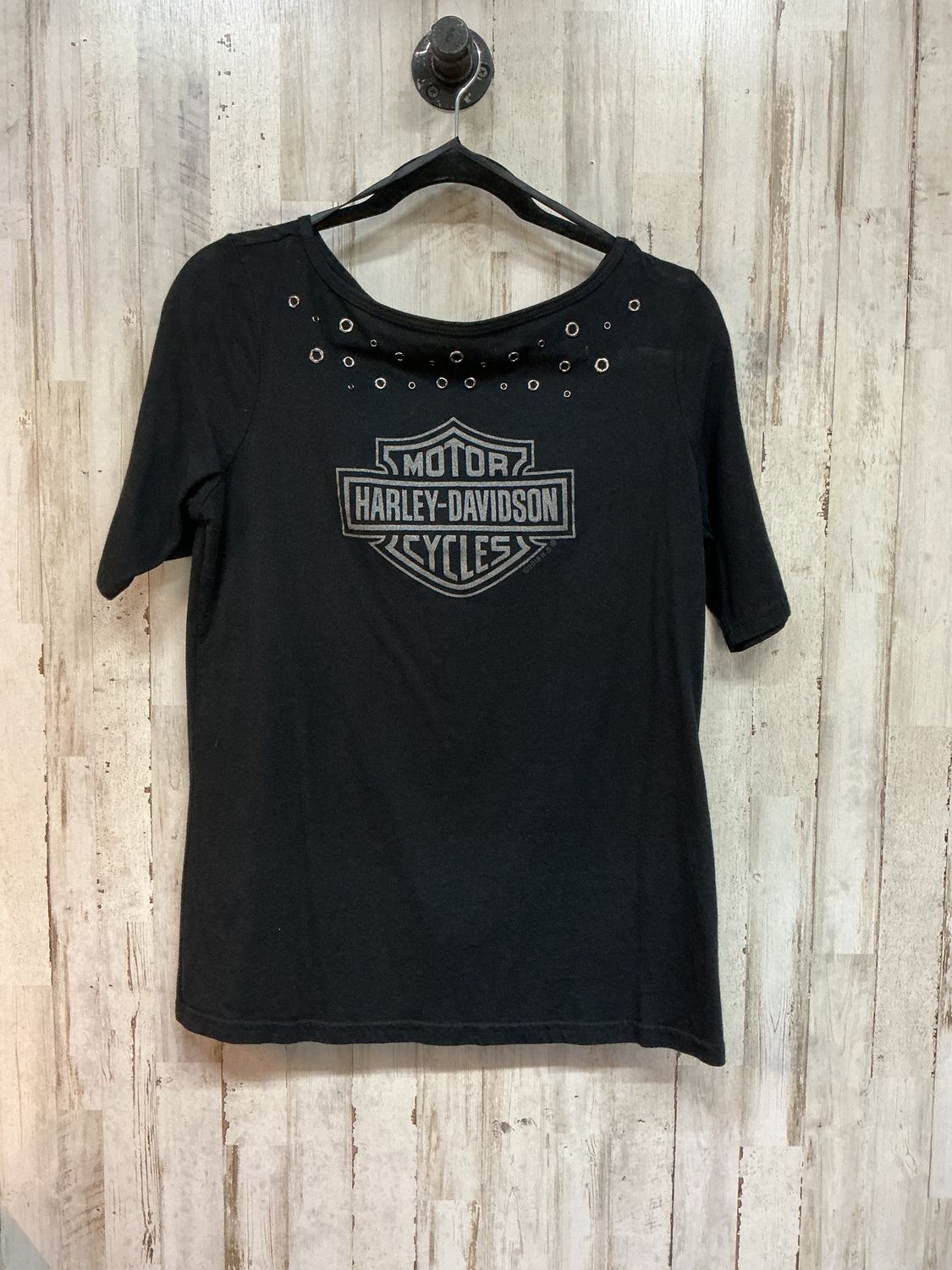 10203 HD Women's Black Embellished Silver Glitter B&amp;S Shirt Size Large