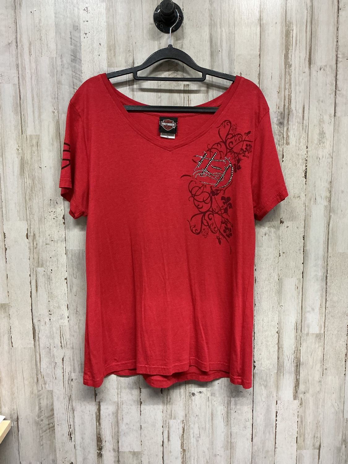 10203 HD Women's Red W/ Rhinestone HD Short Sleeve Size XL