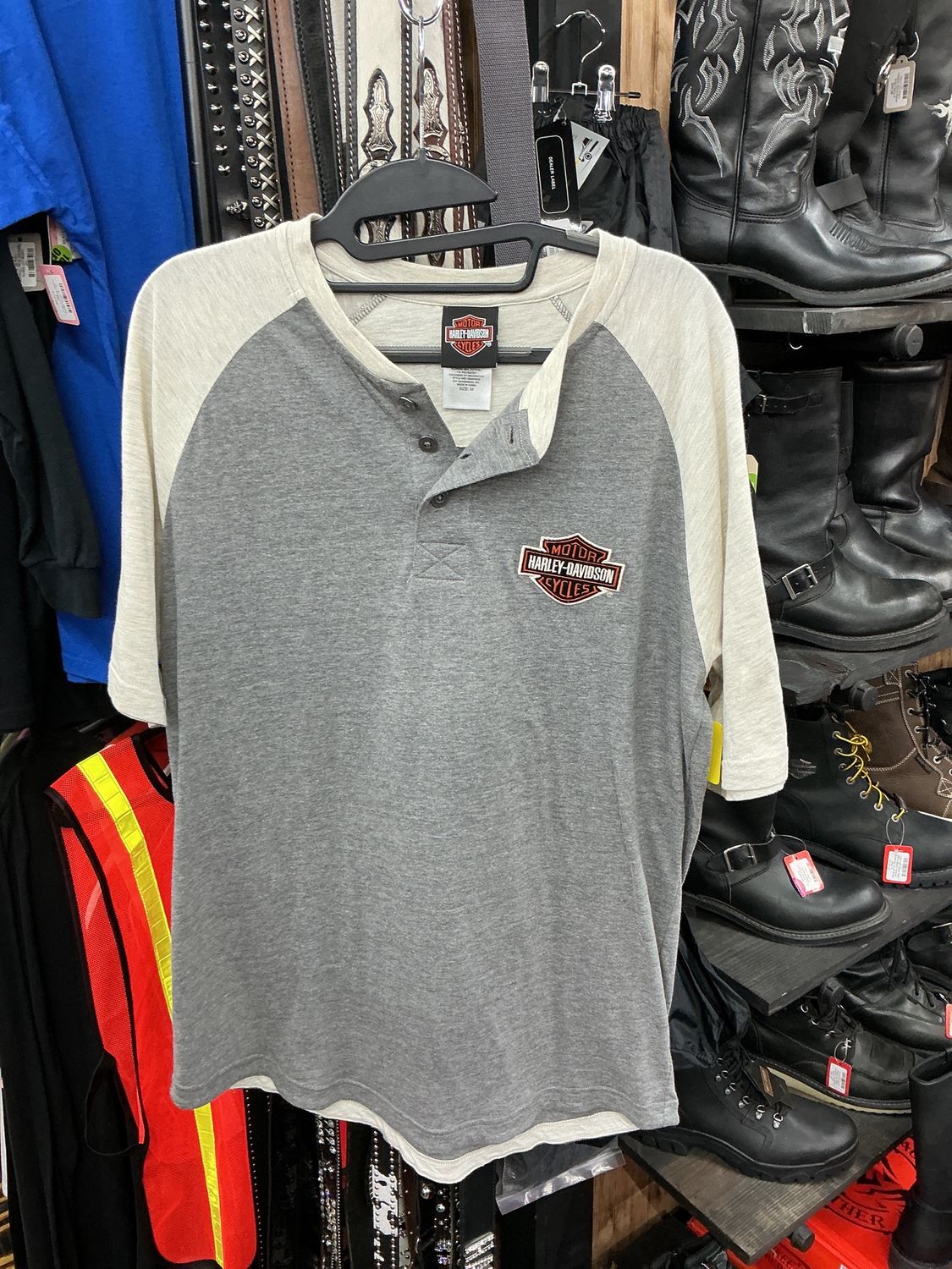 10203 HD Men's Heathered Grey  W/ Tan B&amp;S Size Medium