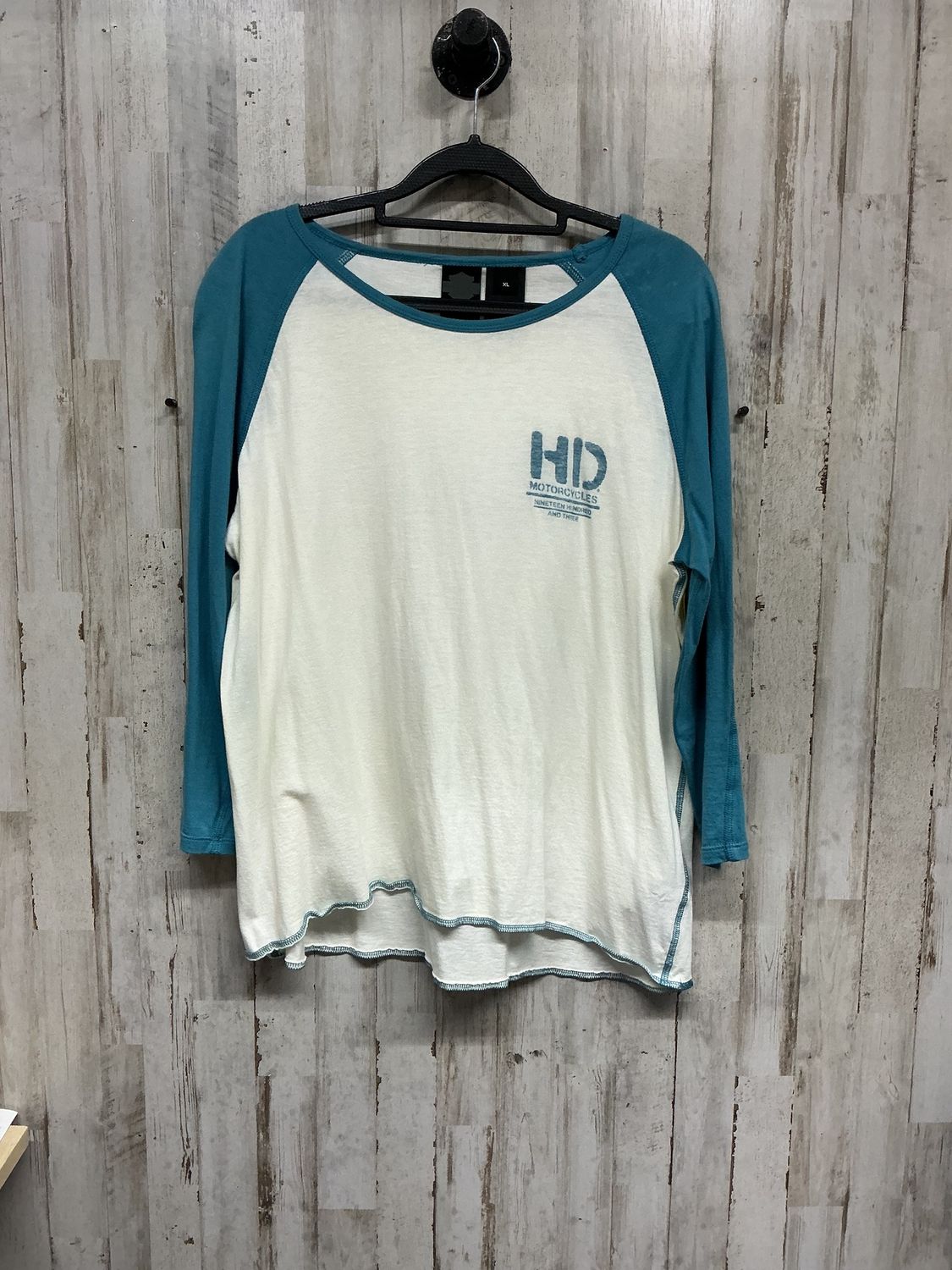 10203 HD Women's Blue &amp; White Baseball Shirt Size XL