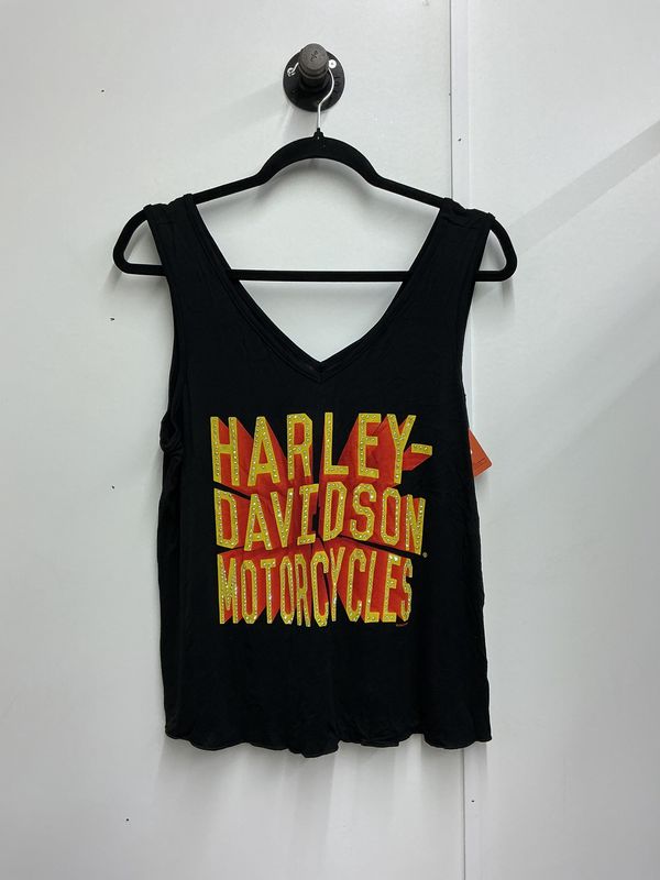 0001 HD Women's BNWT Orange &amp; Yellow Bling HDM Tank Top XL