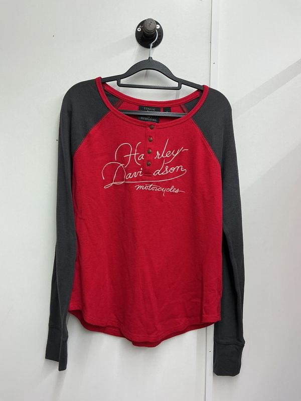 0001 HD Women's Red &amp; Dark Grey Knit W/ White HD Long Sleeve Large