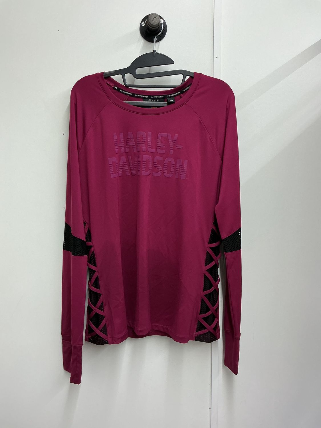 0001 HD Women's Performance BNWT Burgundy/Black Mesh Long Sleeve L