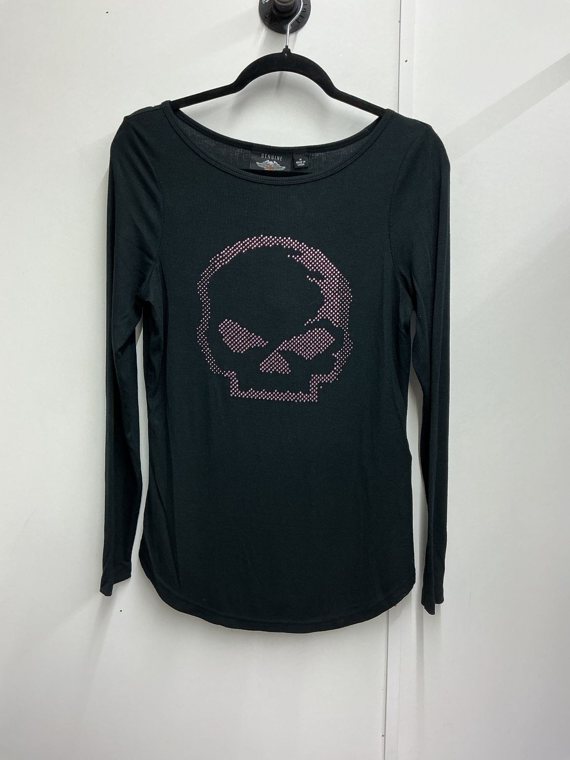 0001 HD Women's Black W/ Pink Rhinestone Willie G Long Sleeve Medium