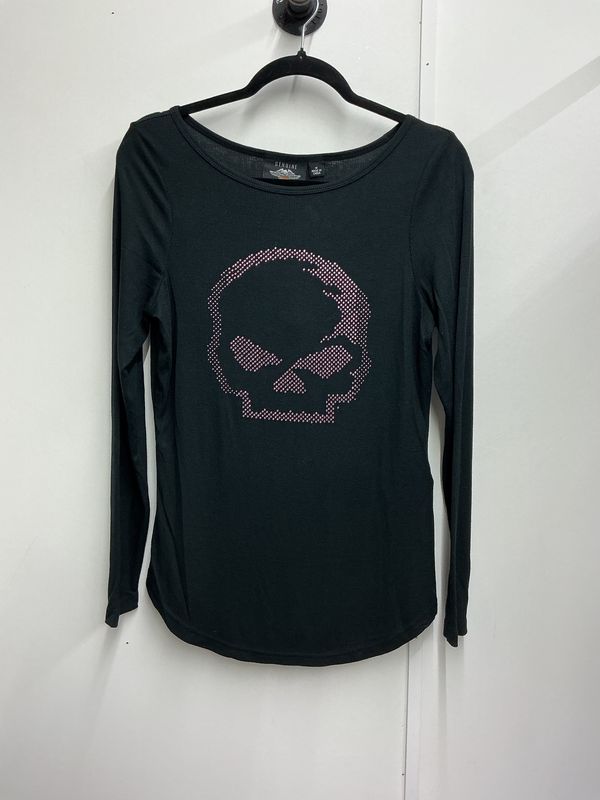 0001 HD Women's Black W/ Pink Rhinestone Willie G Long Sleeve Medium