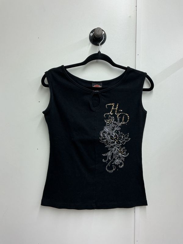0001 HD Women's Black W/ Gold Rhinestone/Portsmouth, VA Tank Top XL