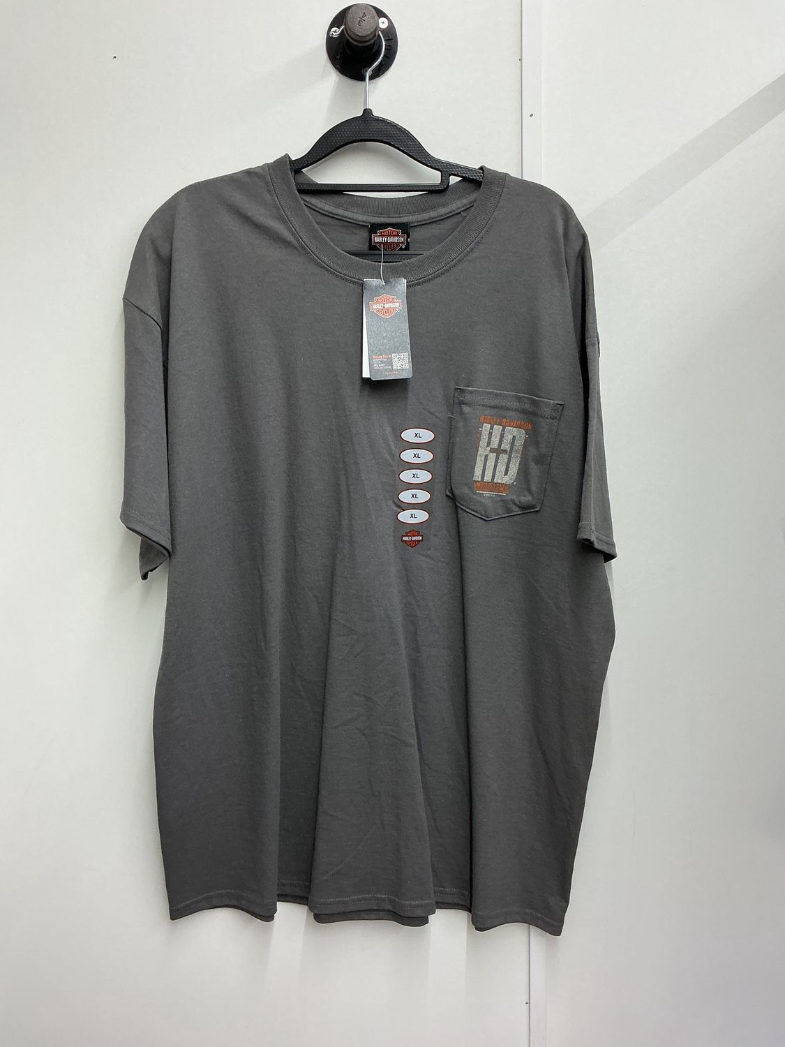 10001 HD Men's BNWT Dark Grey W/ Orange Down Home Short Sleeve XL
