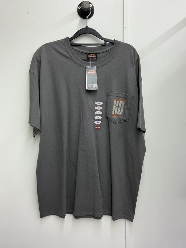 10001 HD Men's BNWT Dark Grey W/ Orange Down Home Short Sleeve XL