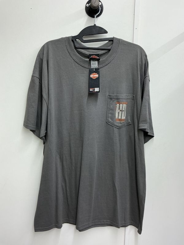 10001 HD Men's BNWT Dark Grey W/ New River Jacksonville. NC Short Sleeve XL