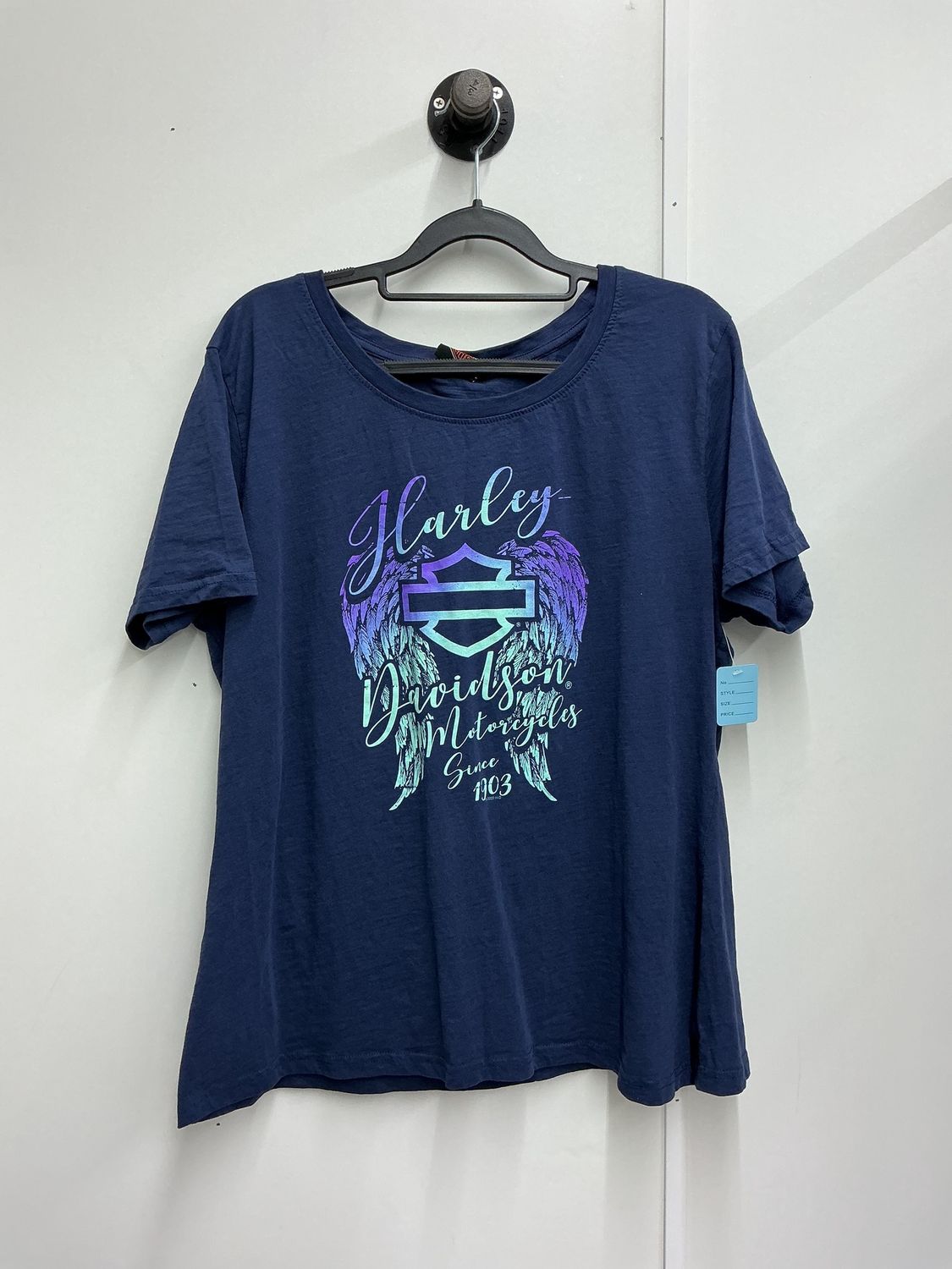 10001 HD Women's Blue W/Teal BS/Wings Bozeman MT T-Shirt 2XL