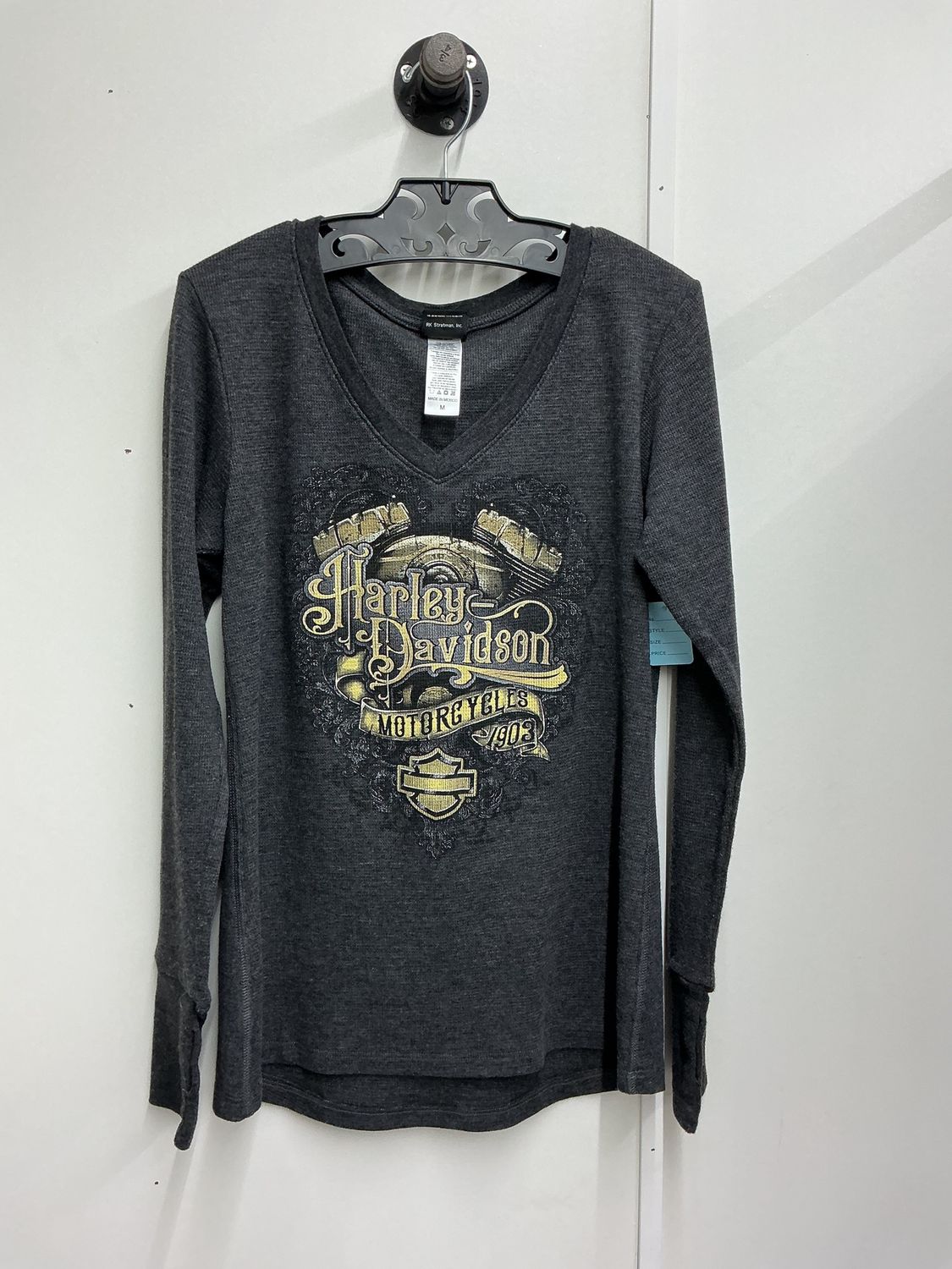 10001 HD Women's Grey W/ Yellow B&amp;S Charleston SC V Neck Long Sleeve M