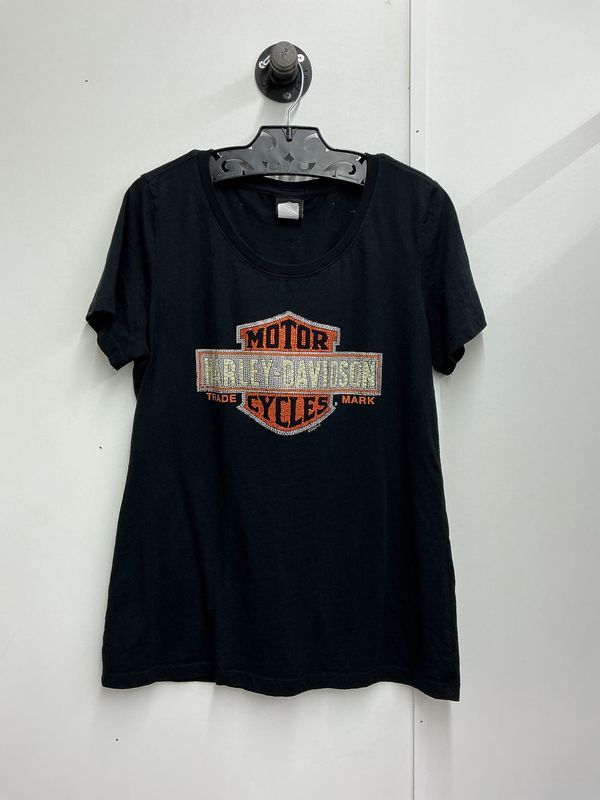 10001 HD Women's Blingy Black &amp; Orange B&amp;S Leominster MA Short Sleeve Large