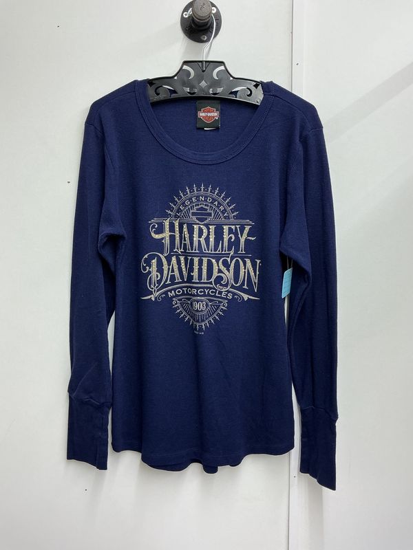 10001 HD Women's Blue W/ Bling Gold HD Avalanche Denver CO Knit Long Sleeve Large