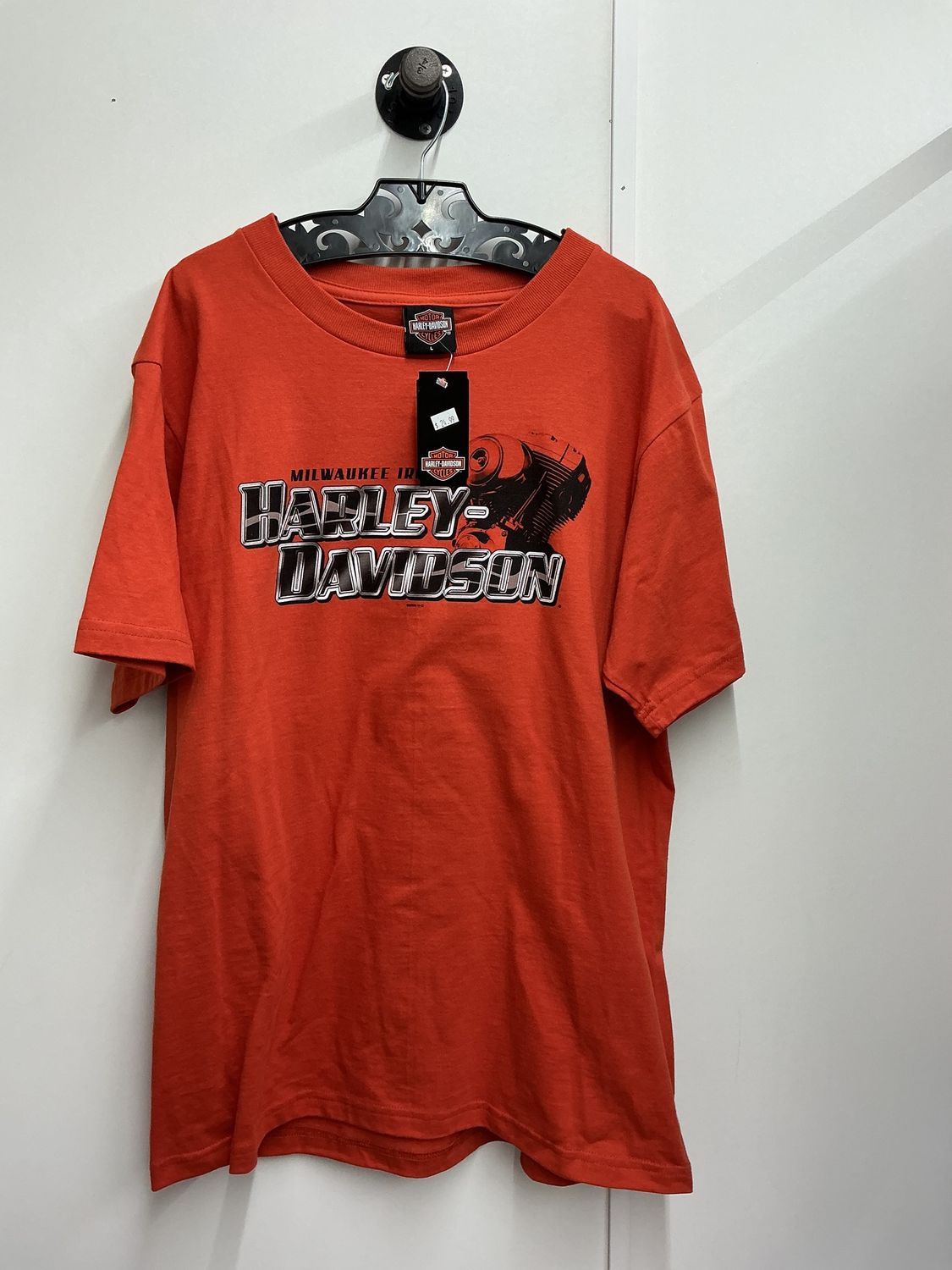 10223 HD Men's BNWT Orange W/ Black Milwaukee Iron Palm Bay FL T-Shirt Large