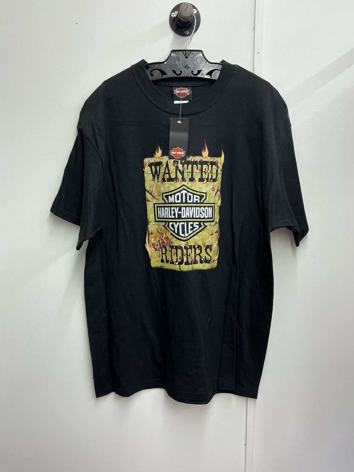 10223 HD Men's BNWT Black Wanted Riders Mikes New Castle DE T-Shirt Large