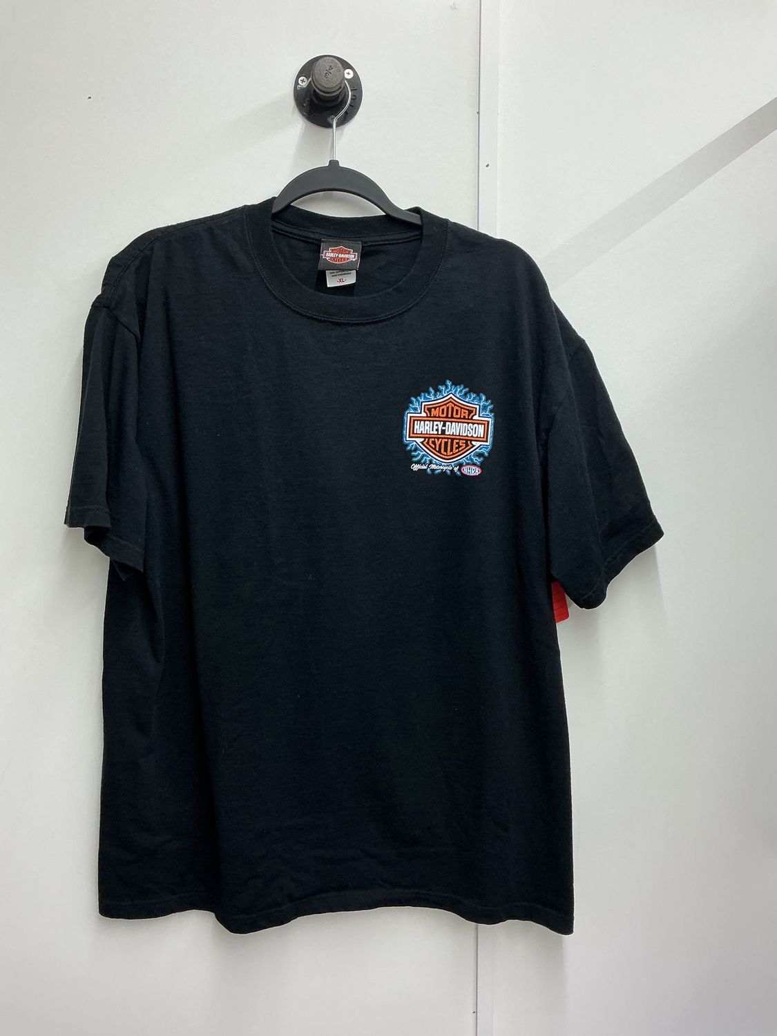 10224 HD Men's Black W/ Orange B&amp;S Blue Lightening Bolts NHRA Short Sleeve XL