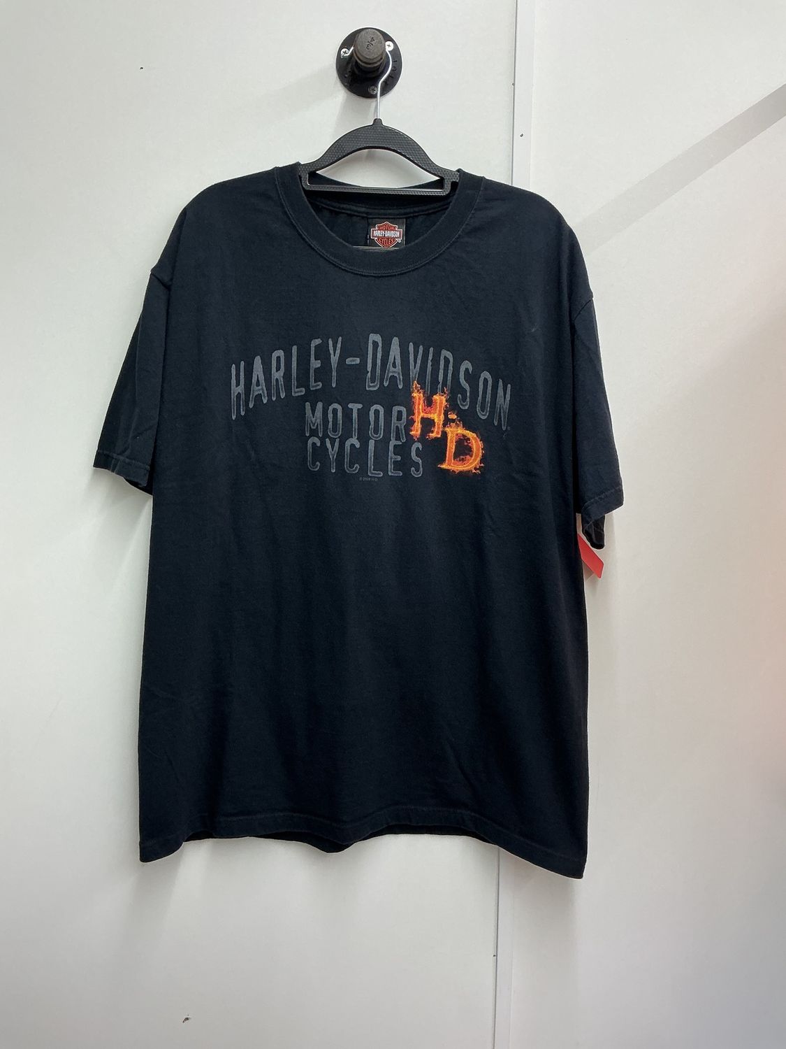 10224 HD Men's Black W/ Orange HD Flames Deadwood SD Short Sleeve XL