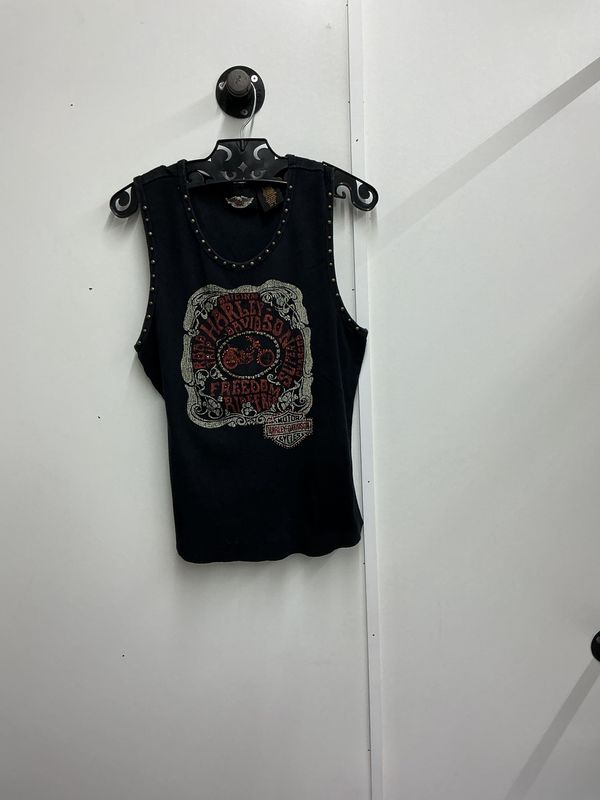 10001 HD Women's Black &amp; Orange Bike &amp; B&amp;S Tank Top Size L