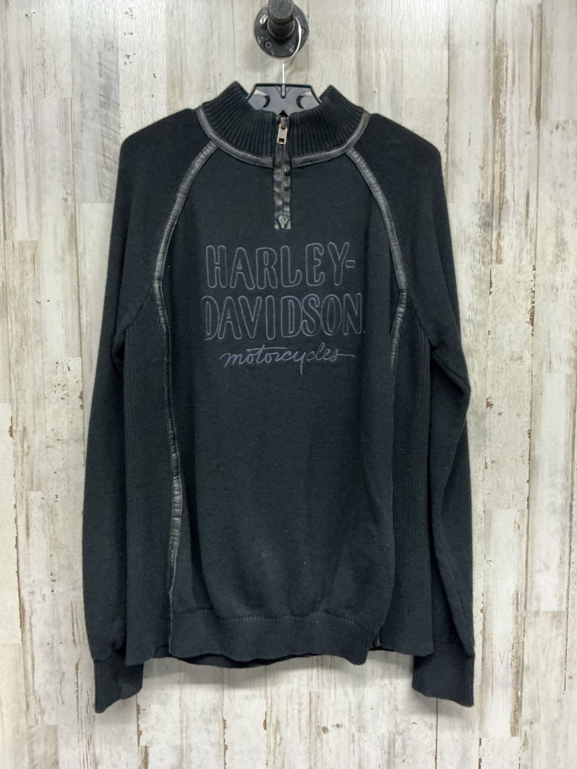 10001 HD Women's Black w/ EMB HD 1/4 Zip Sweater Large