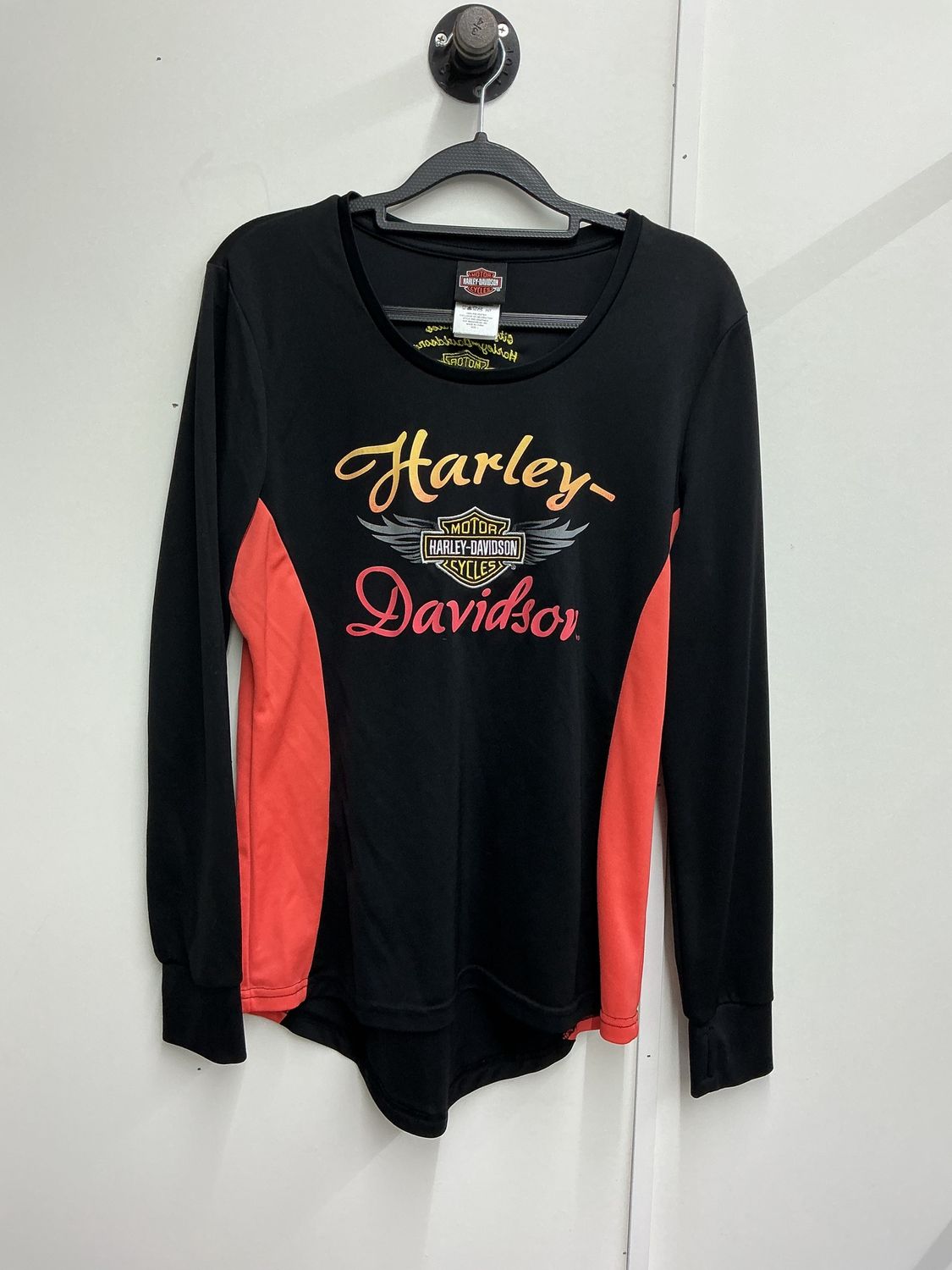 10001 HD Women's Black &amp; Coral W/ B&amp;S Wings Junction City KS Long Sleeve Large
