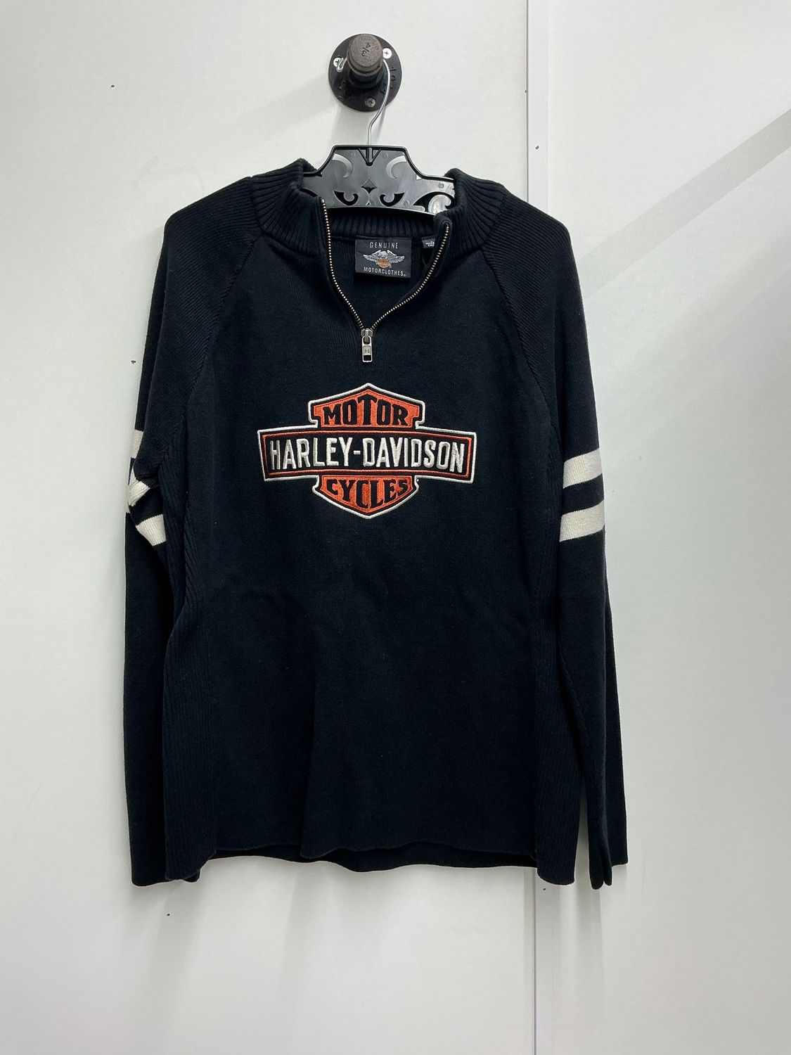 10001 HD Women's Black W/ Orange B&amp;S Knitted 1/4 Zip Sweater Large