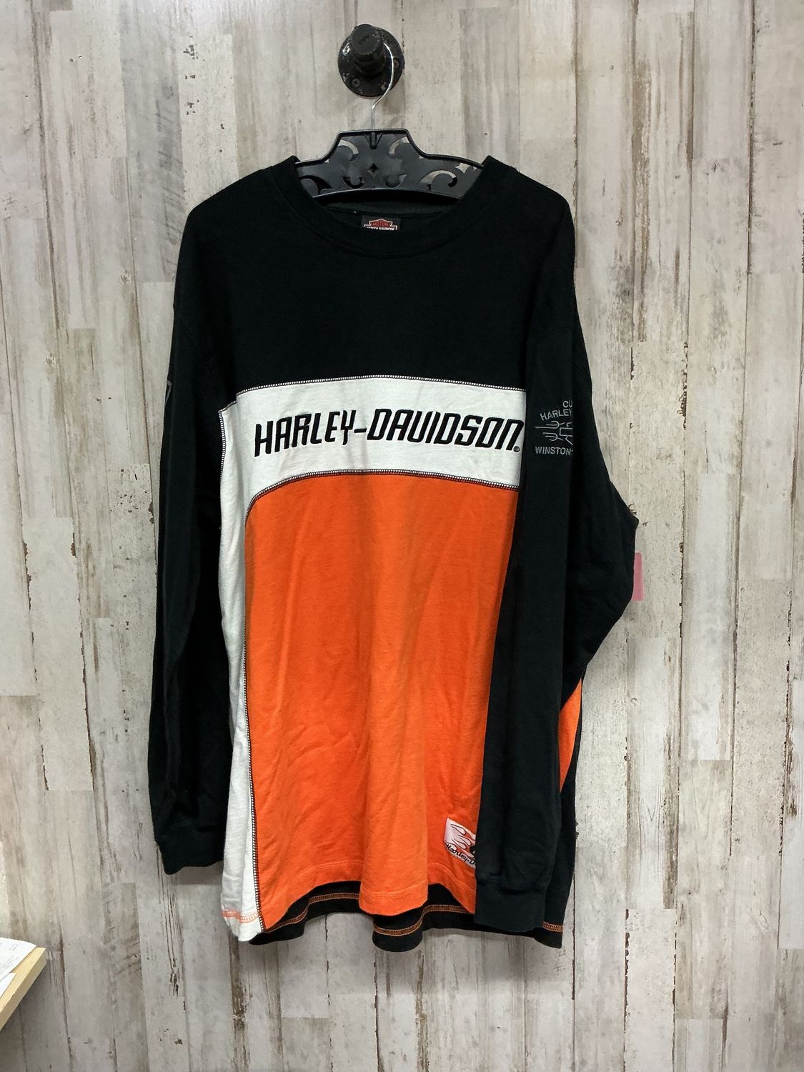 10223 HD Men's Blk, White, &amp; Orange Curly's Long Sleeve Size L