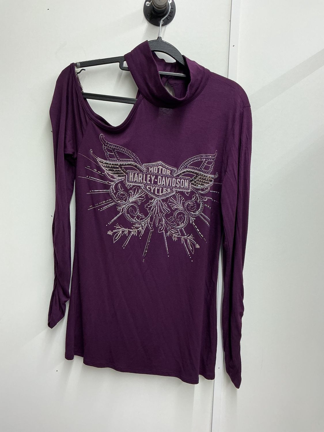 10225 HD Women's Purple Bling B&amp;S Off Shoulder Long Sleeve Small