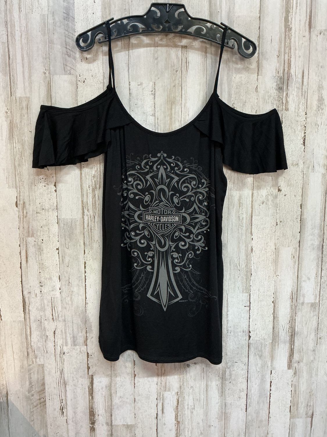 10225 HD Women's BNWT Black W/ Grey Cross Myrtle Beach SC Tank Small