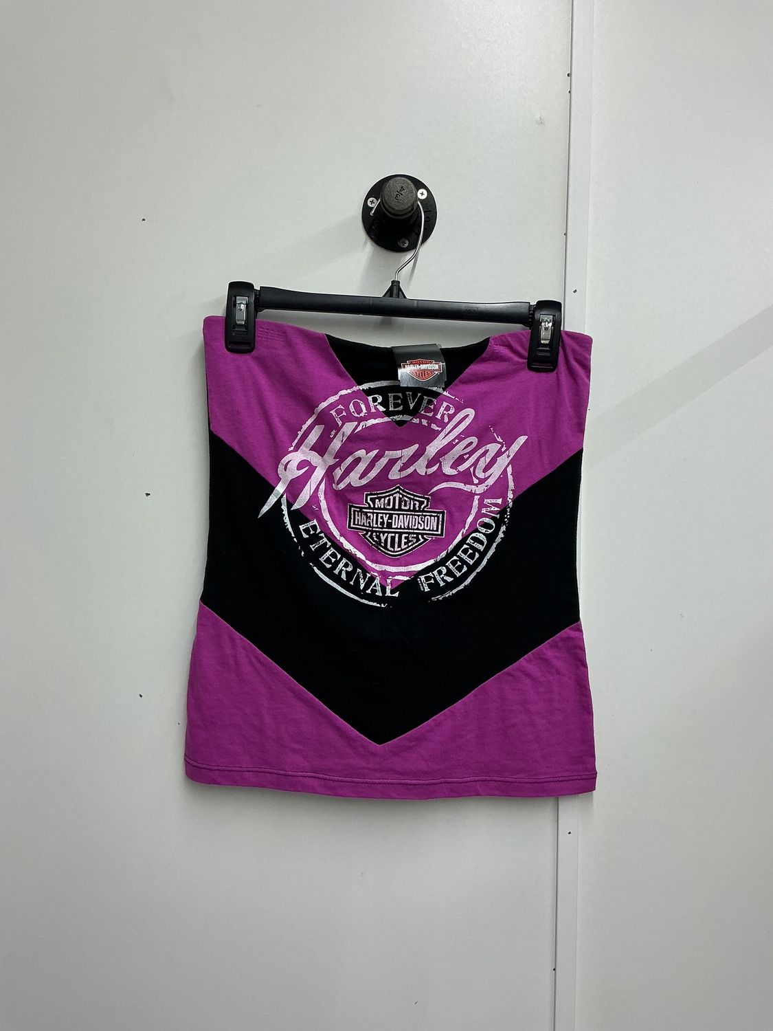 10225 HD Women's BNWT Hot Pink &amp; Black White B&amp;S Charleston SC Strapless Top Small