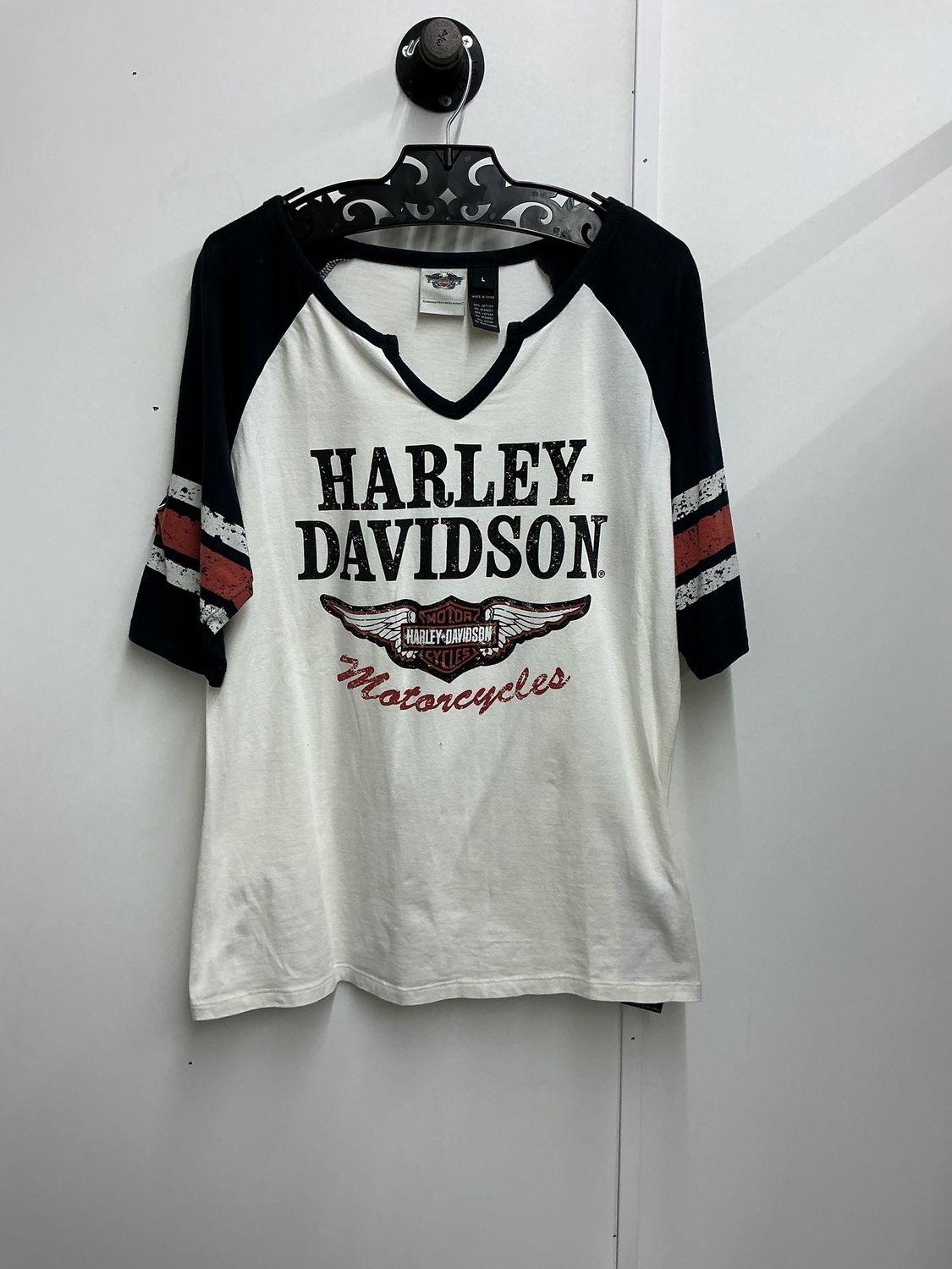 10226 HD Women's White Black Orange B&amp;S Wings Ball Shirt Large