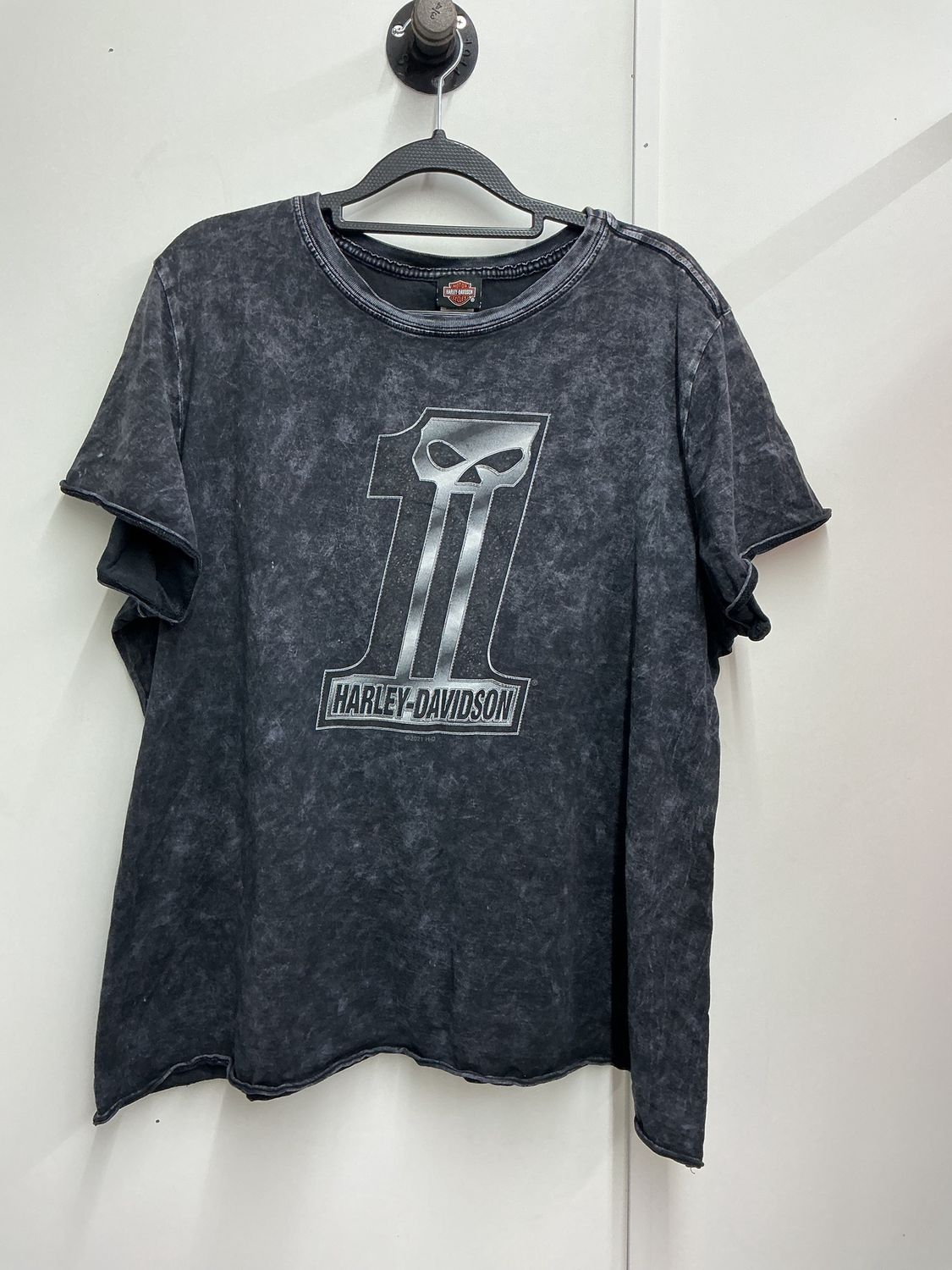 10230 HD Women's Grey W/ Black #1 W/ Grey Skull Boneyard T-Shirt 3XL