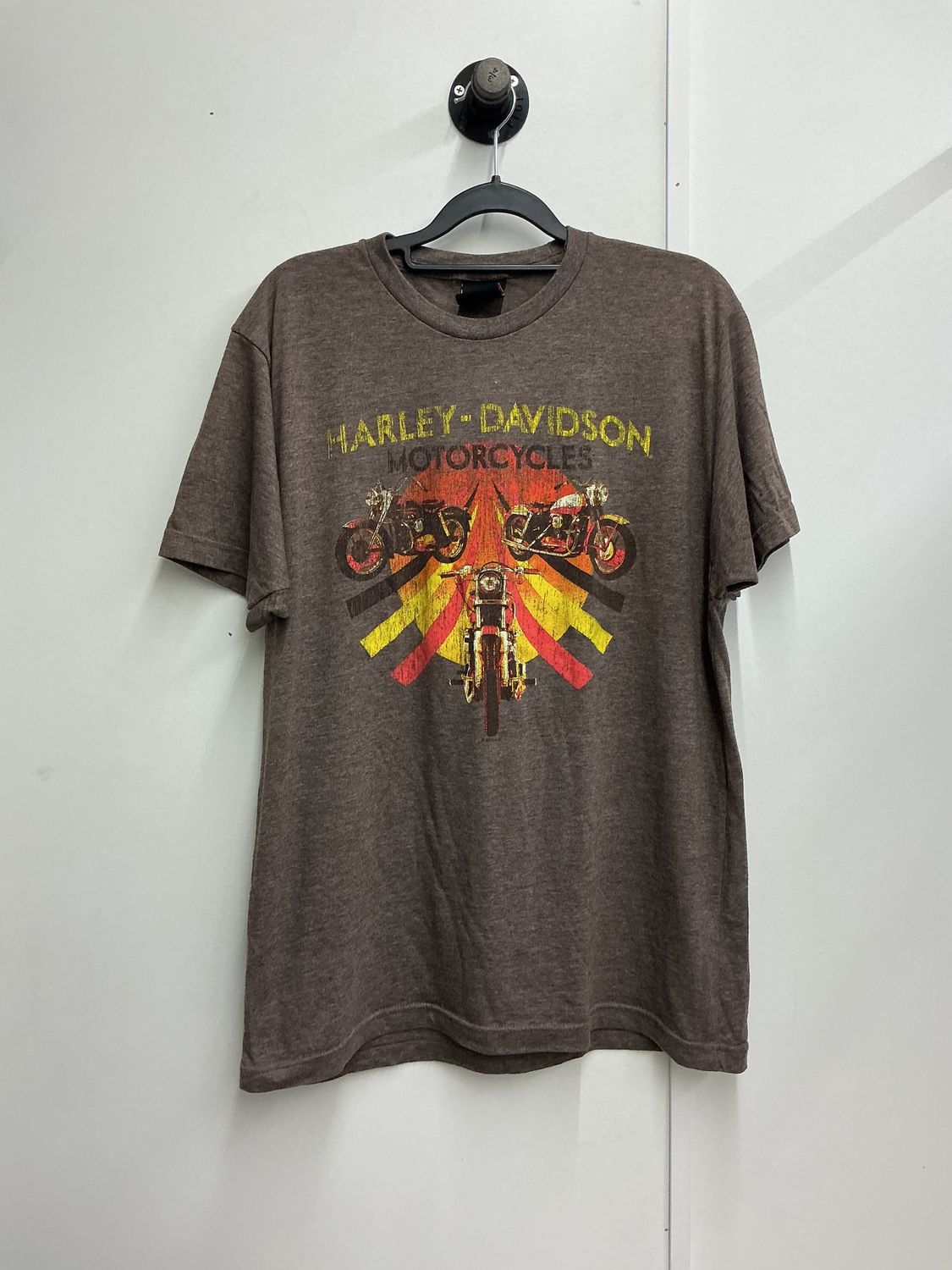 0001 HD Men's Brown W/ Orange Yellow Red Bikes Bourbon St. Large