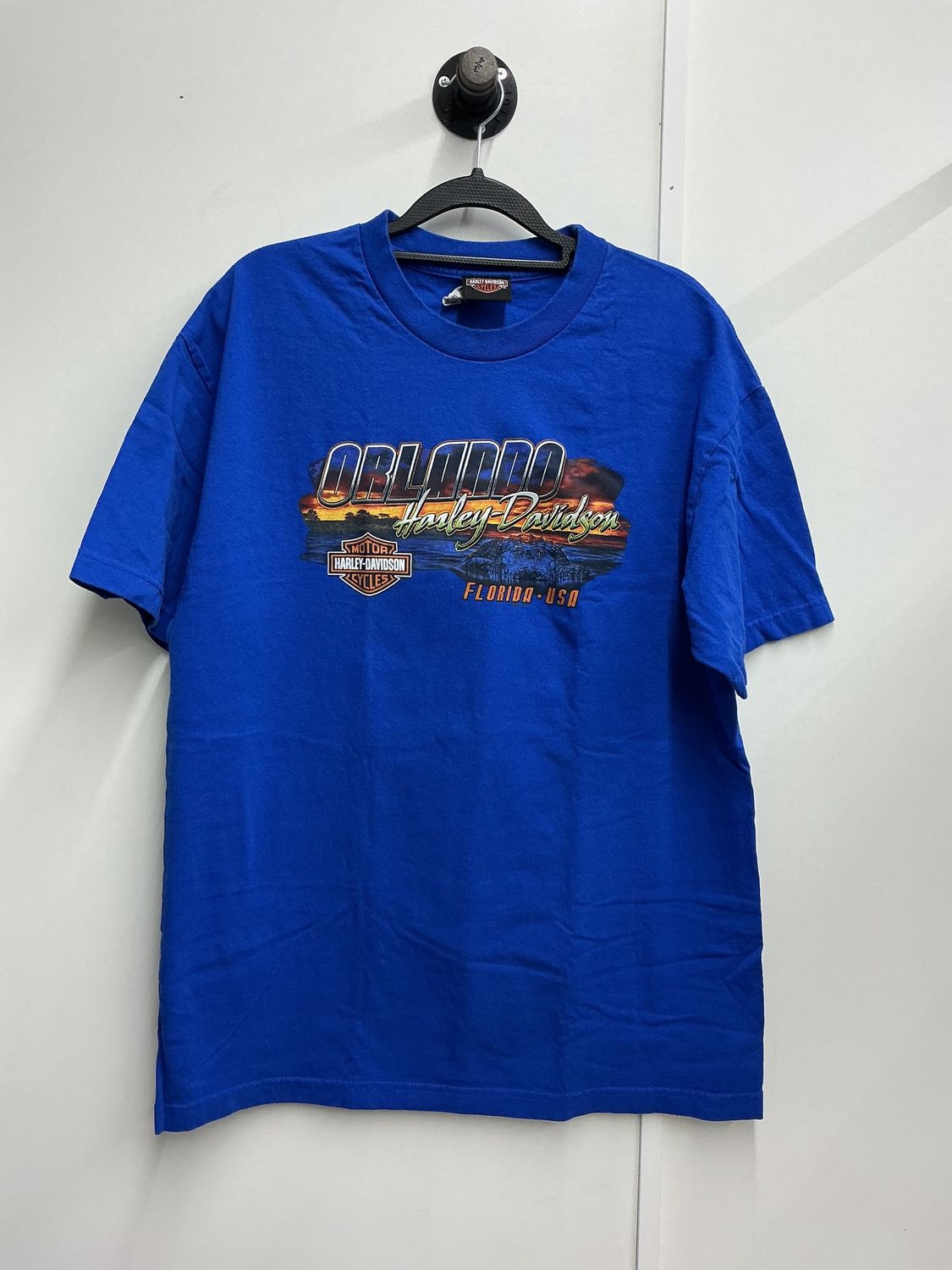 0001 HD Men's Blue W/ Bike &amp; Gator Orlando T-Shirt Large