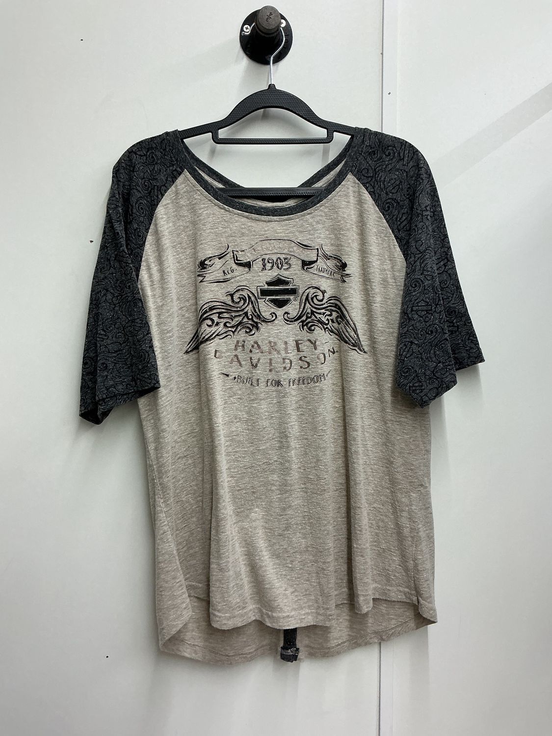 10224 HD Women's Tan &amp; Black W/ Black B&amp;S Wings Snap Back SS Top 2XL