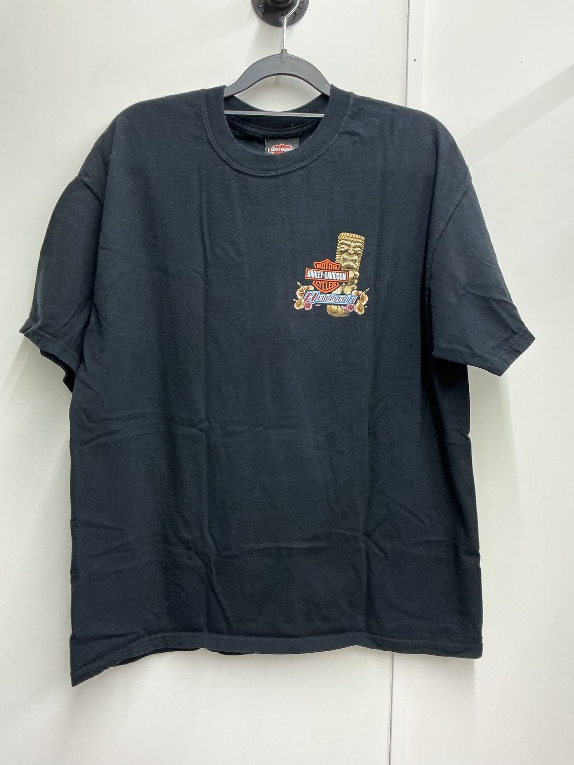 10223 HD Men's Black W/ Orange B&amp;S Hawaii Hula Girl T-Shirt Large