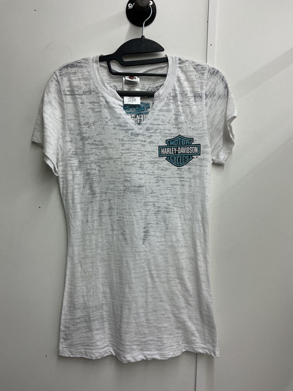 10001 HD Women's White W/ Blue B&amp;S Blingy Wings T-Shirt Medium