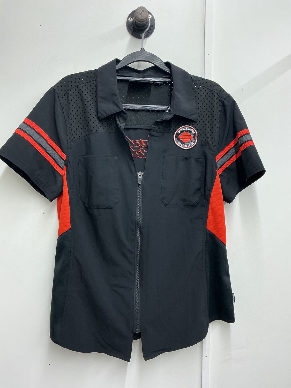 10242 HD Women's Black &amp; Orange Freedom Machine Full Zip Mechanic SS Large