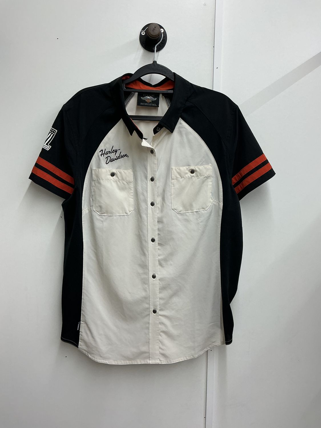 10260 HD Women's Black Cream &amp; Orange Trim W/ Black HD B&amp;S SS Button Up XL