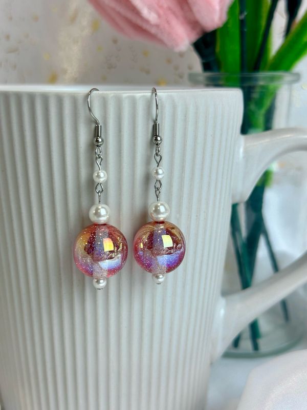 Boucles d’oreilles « Red spark bubblegum »