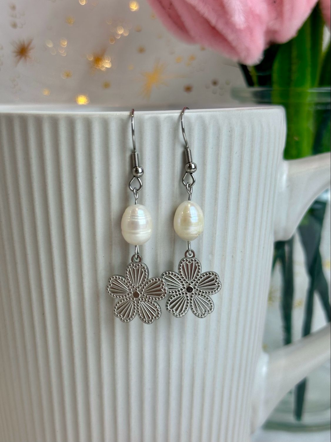 Boucles d’oreilles « Neige de printemps »