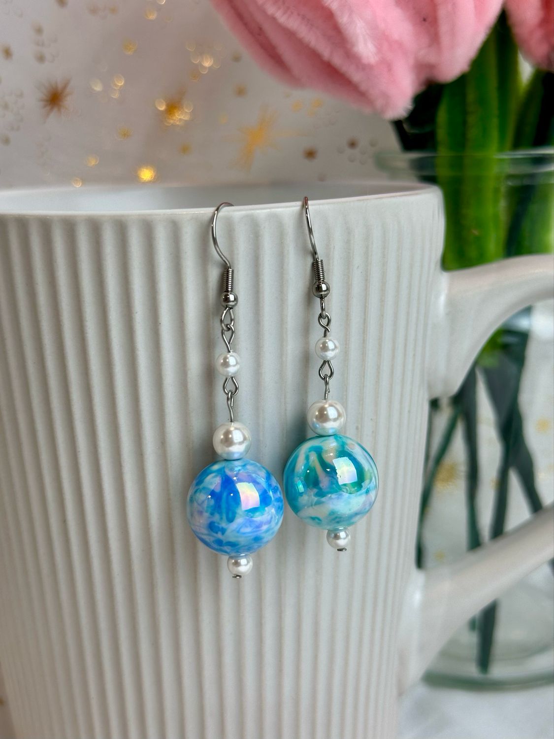 Boucles d’oreilles « Blue and teal bubblegum »