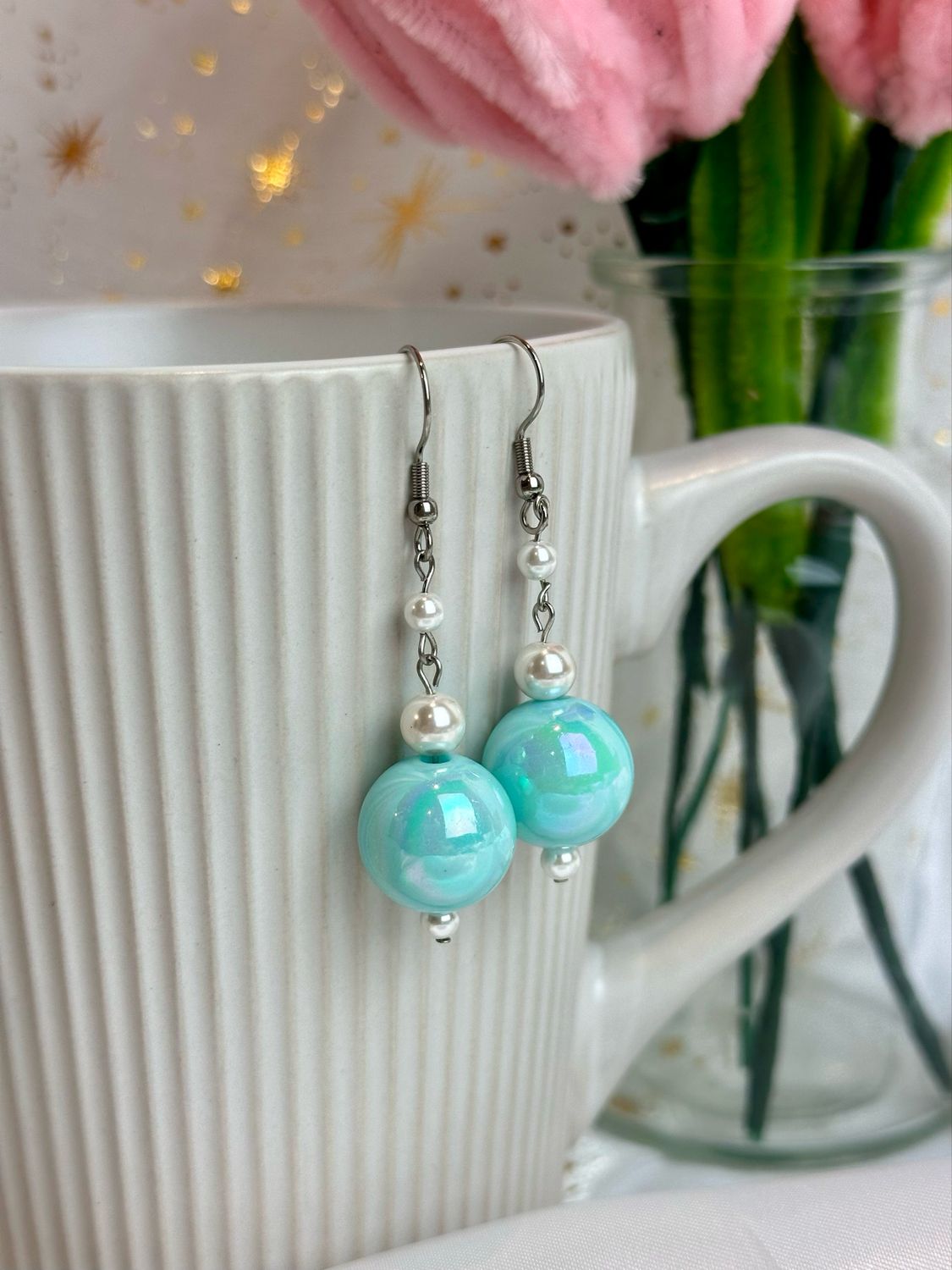 Boucles d’oreilles « Soft teal bubblegum »