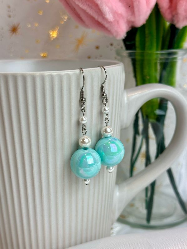 Boucles d’oreilles « Soft teal bubblegum »