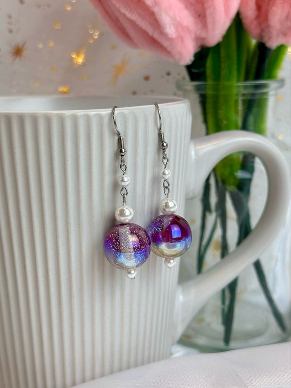 Boucles d’oreilles « Purple spark bubblegum »