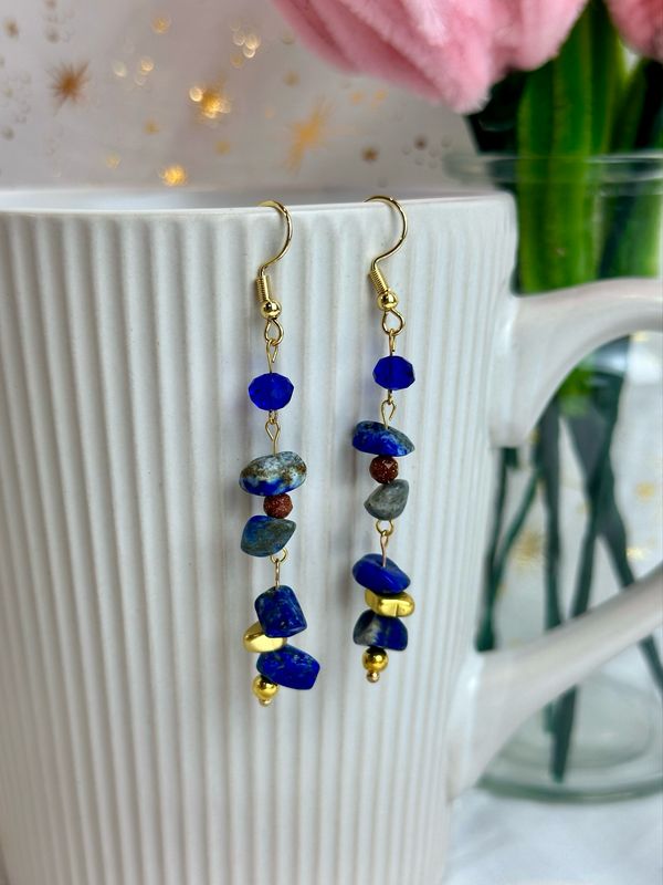 Boucles d’oreilles « Golden lapis »