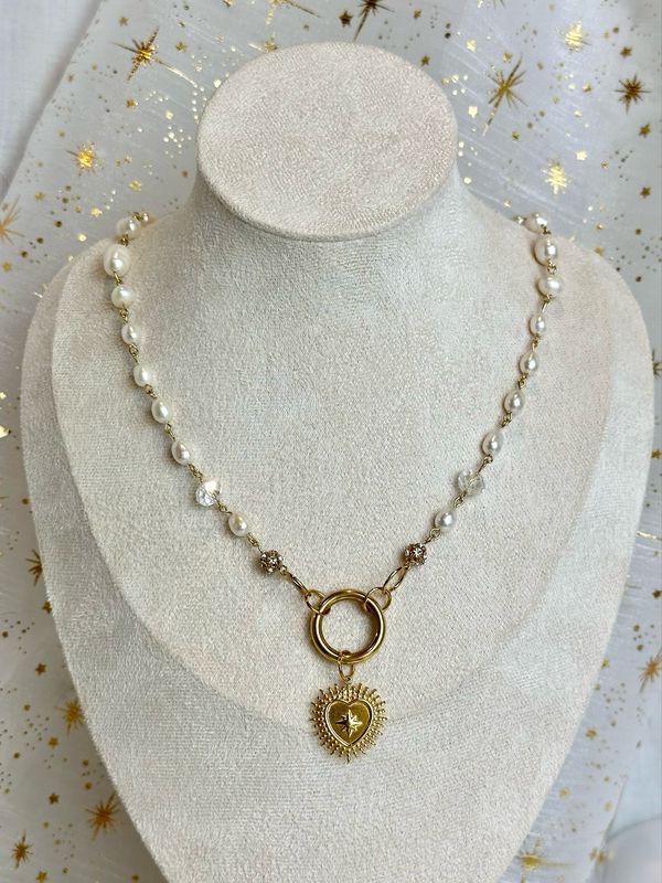 Collier « Golden Pearl Heart »