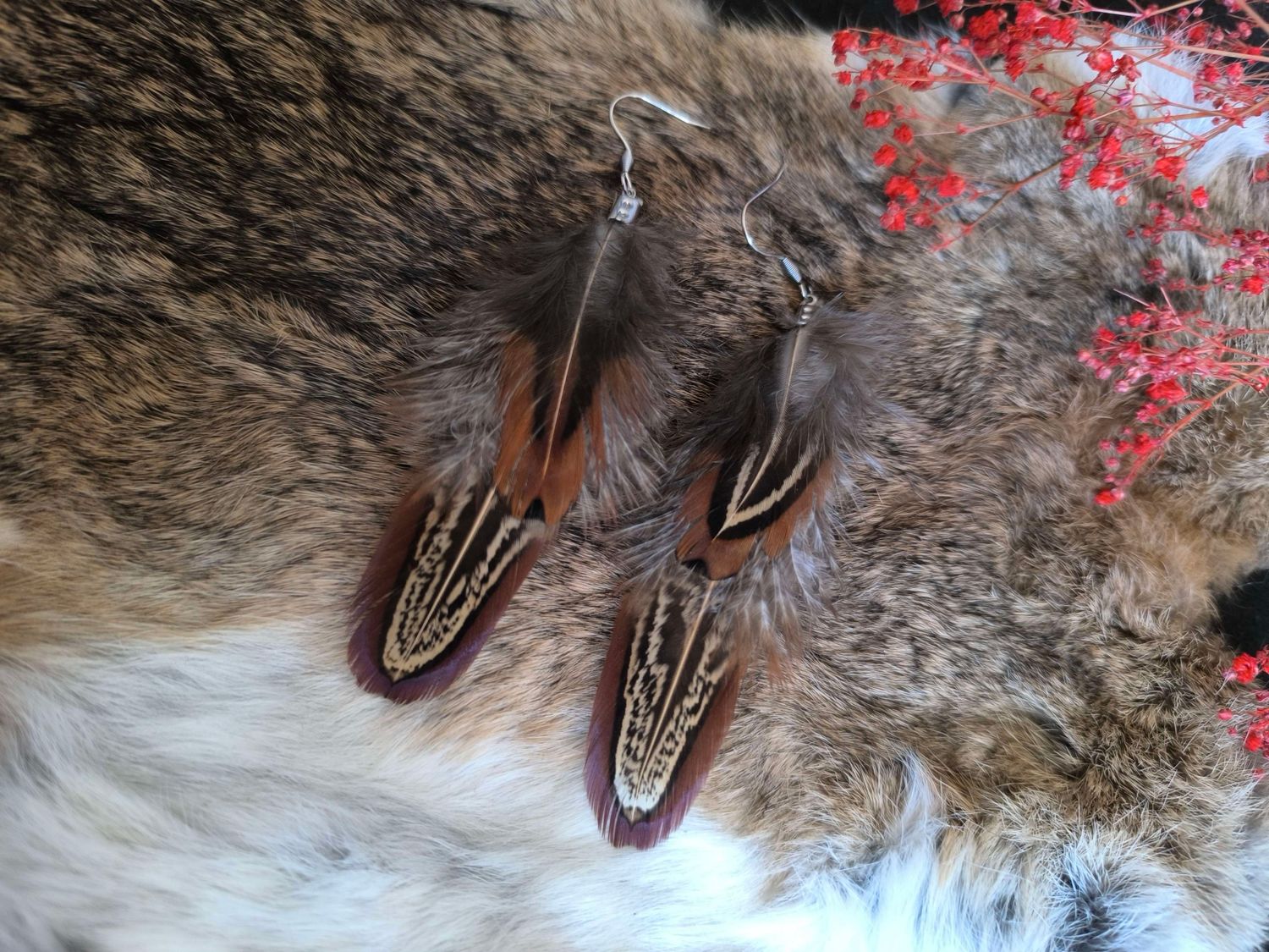 Boucles “Esprit Sauvage” – Plumes Naturelles de Faisan