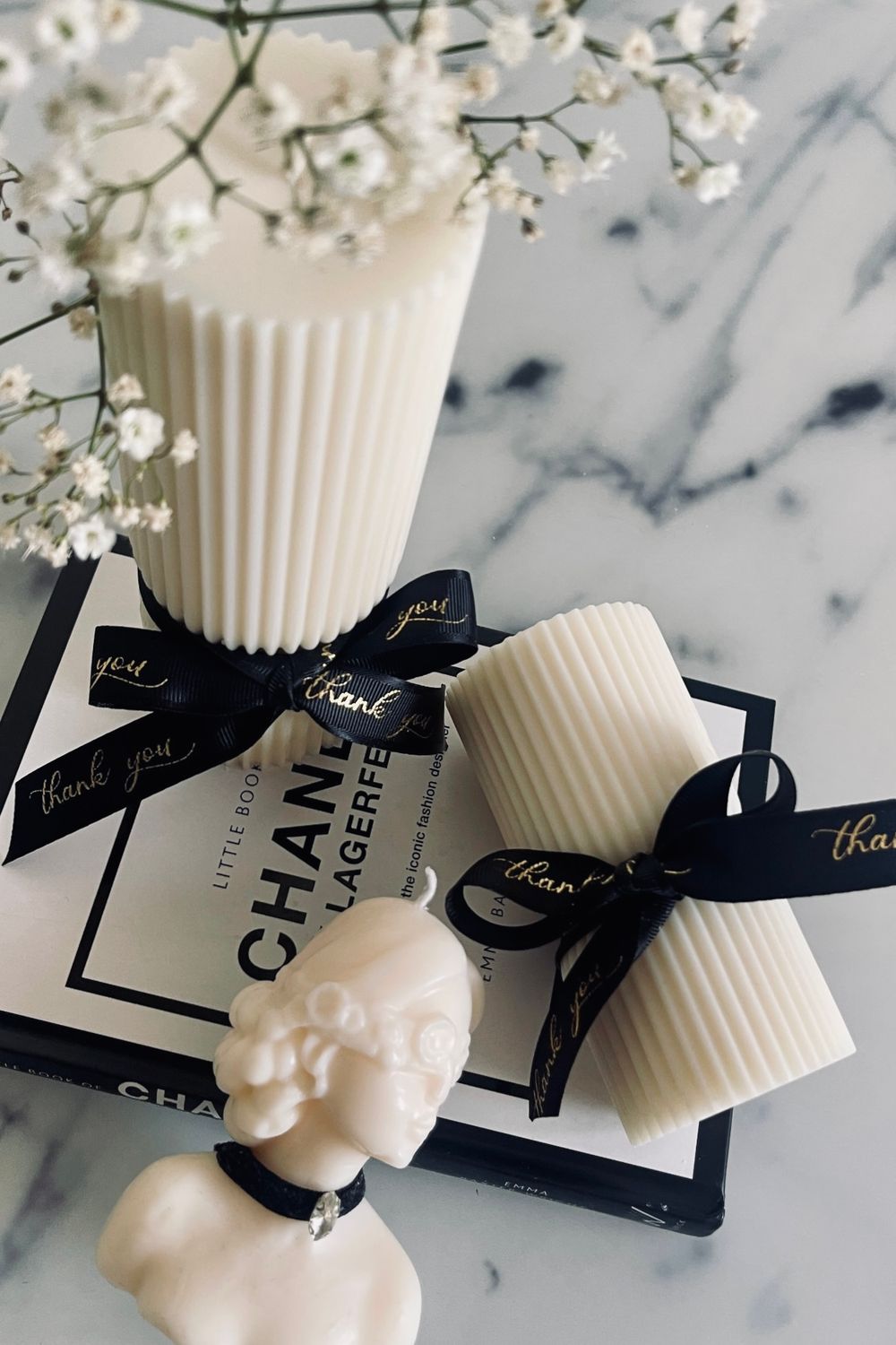 3 świece sojowe | Zestaw &quot;Paris by Night&quot; | Świece klepsydry i świeca Dama | Stylowe i pachnące