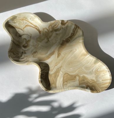 Taca dekoracyjna duża Flame duża (Beż-Krem) | Ręcznie robiona